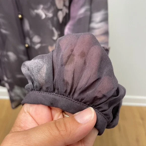 Roberto Cavalli Silk Chiffon Blouse Top Womens 44 Large Purple Floral Coquette